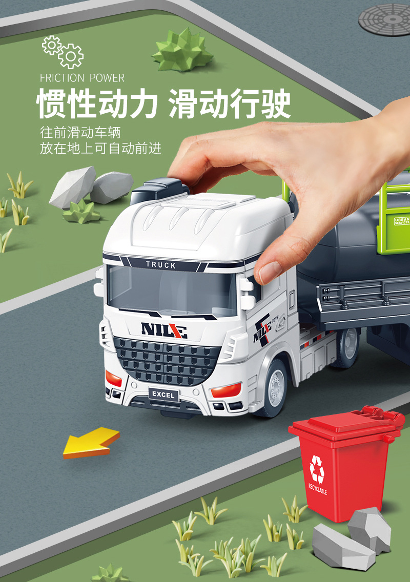 惯性大号环卫车垃圾车清扫车清洁车洒水车儿童男孩玩具车仿真模型详情2