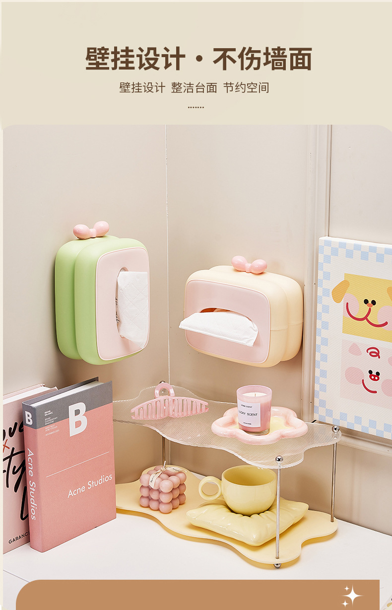 Creative and high-end dopamine tissue box, living room napkin box, desktop coffee table storage, cute tissue box pic 6