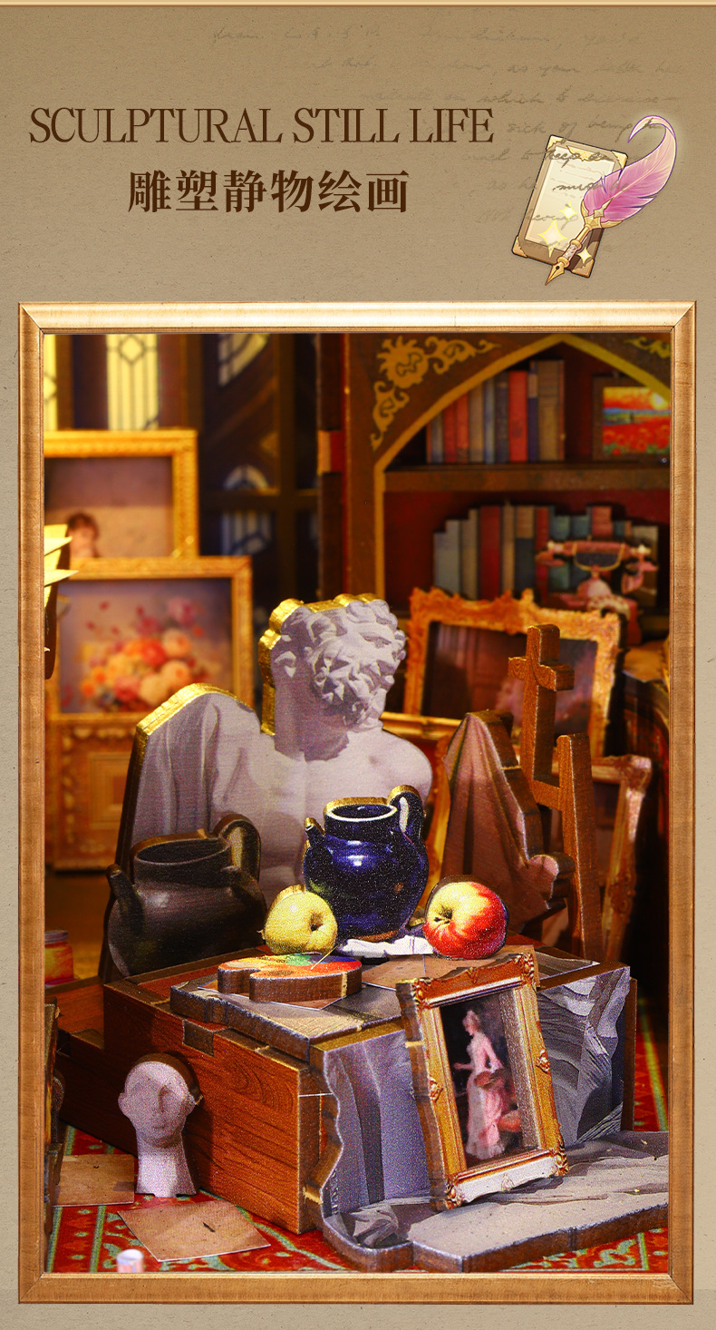 Jiate DIY Bookstand, Wonderful Art Studio diy Bookstand Assembly Bookstand, diy House 3D Bookstand, Handmade Model Book pic 10