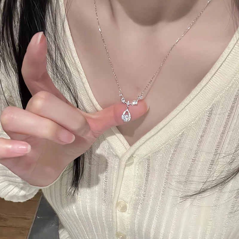 新品甜美人鱼之泪s925纯银项链轻奢小众高级水滴吊坠生日礼物女生详情5