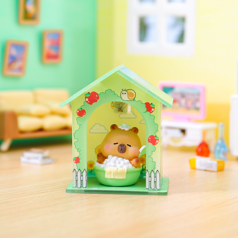 新款抖音同款卡皮巴拉快乐宅生豚豚仔盲盒创意带房桌面摆件礼物详情43