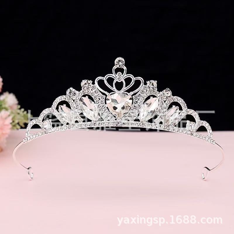 Europa y américa venta caliente niños corona accesorios de pelo princesa alloy strass corona show show niños cumpleaños cabeza aro mujer pic 13