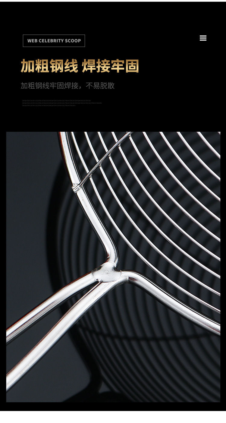 Stainless steel large strainer, household kitchen oil-frying filter, wire strainer, round tube, double-wire large noodle and dumpling scooping strainer pic 12