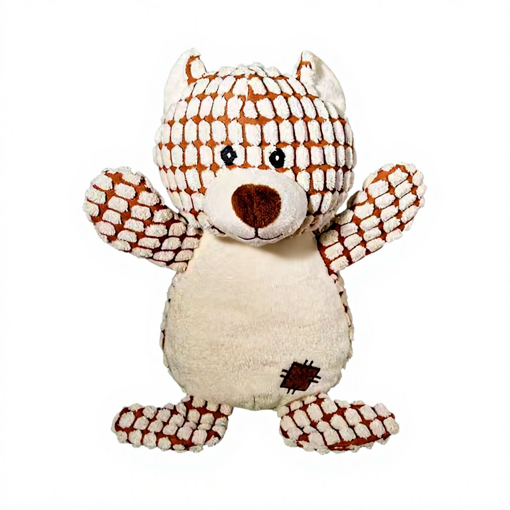 Three-color patch bear dog toy plush pet toy, durable and wear-resistant, interactive and fun to play with pic 4