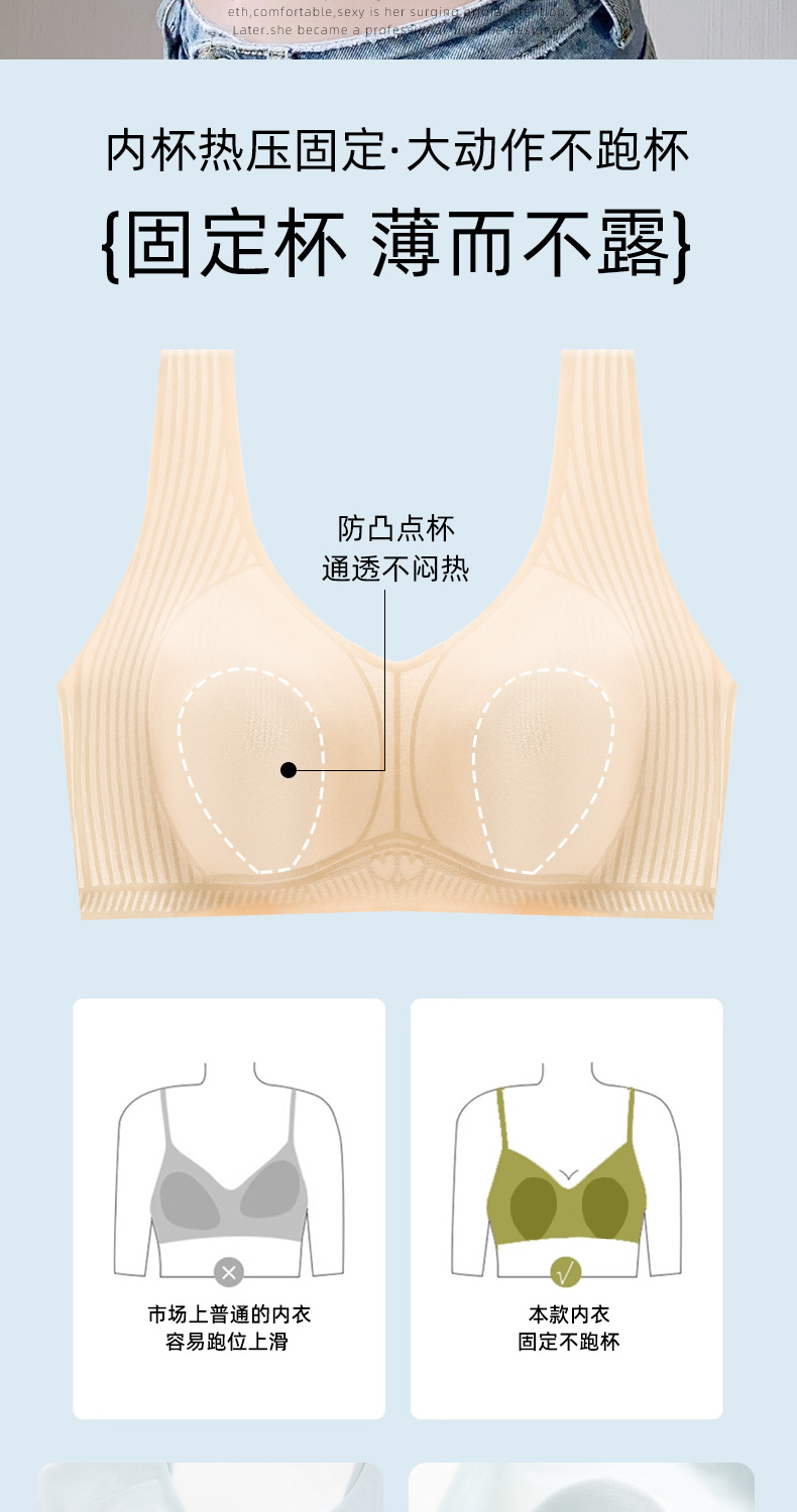 无痕美背内衣女大码大胸显小薄款聚拢防下垂收副乳无钢圈文胸罩详情8