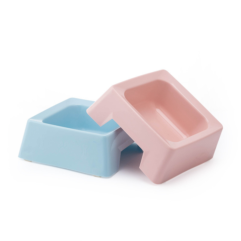 Cross-border macaron square single bowl pet wholesale, cat water bowl, plastic dog bowl, anti-knock dog basin, pet supplies pic 3