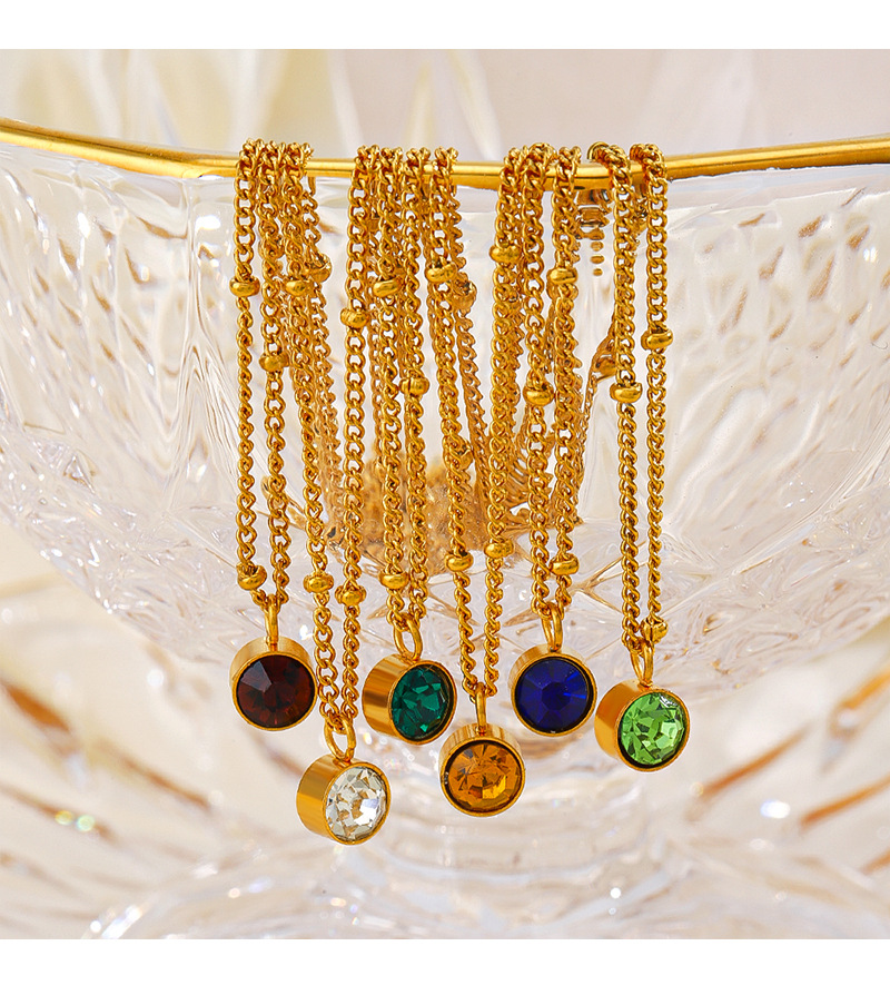 A fashionable and versatile 18K gold stainless steel diamond birthstone necklace for women in the INS style in December from Europe and America pic 4