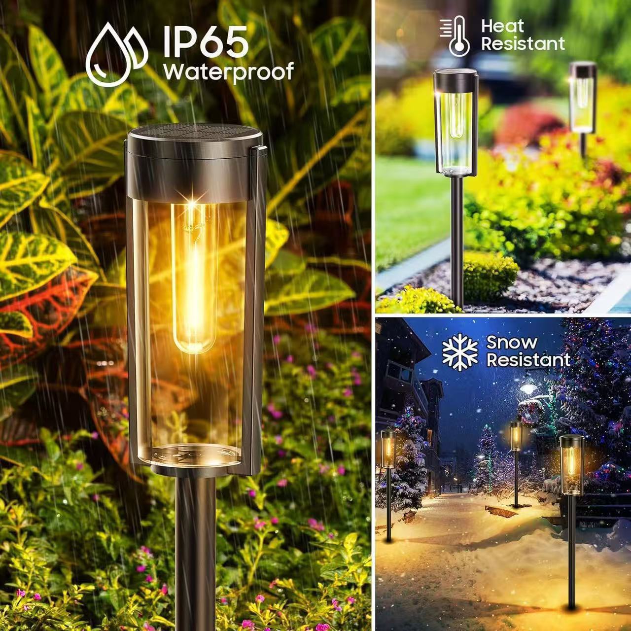 Solar garden lights, solar panel path lights, fire safety indicator lights, 1500 lumens, waterproof and energy-saving pic 8