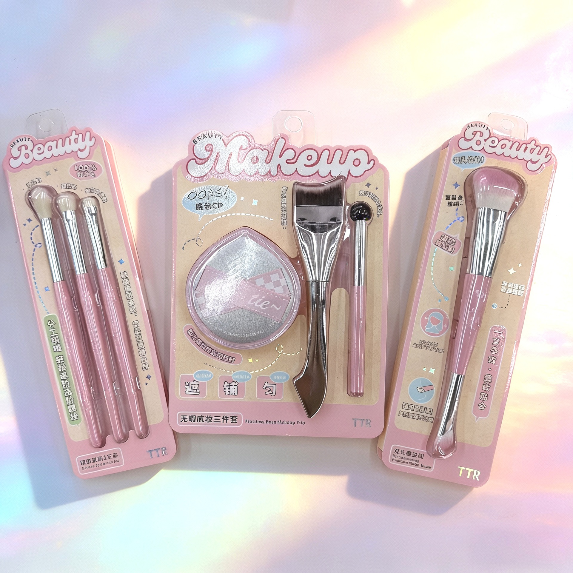 TTR卡盟粉底刷无痕不吃粉底妆棉花糖粉扑套装初学者便携干湿两用详情1