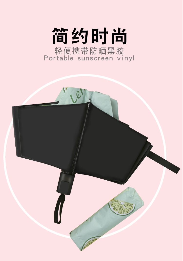 Three-fold black vinyl sun protection and UV protection, fruit Daisy UV bear umbrella, female couple umbrella, sunshade pic 11