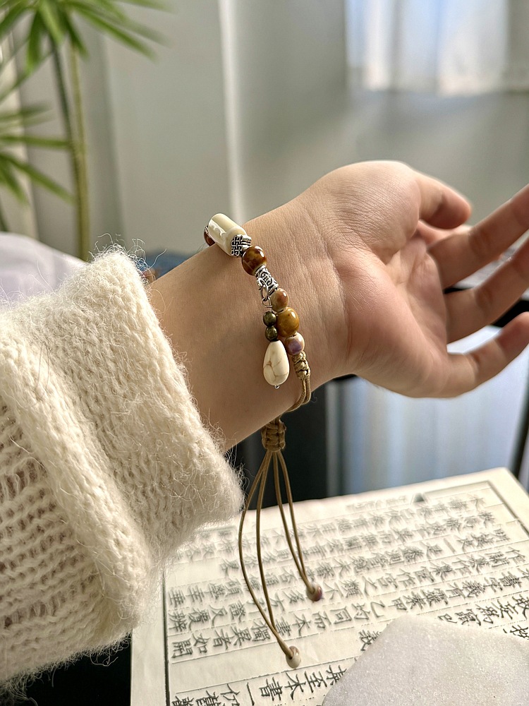 Jingdezhen ceramic bracelet wholesale street stall, versatile, fresh and new Chinese style, popular flower-woven ancient-style bracelet for women pic 1