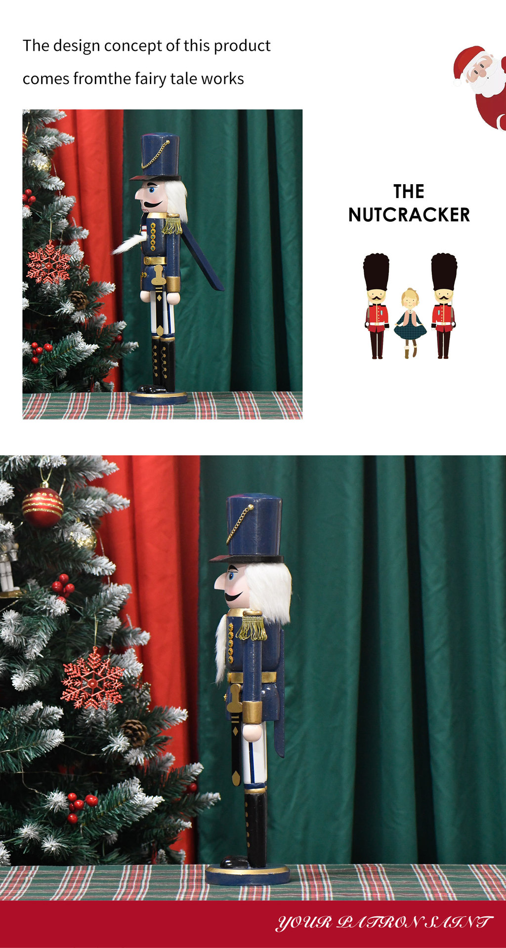 A new creative hand-painted 50CM blue body with white feet, knife and nutcracker Christmas decoration is available on 20inch pic 2