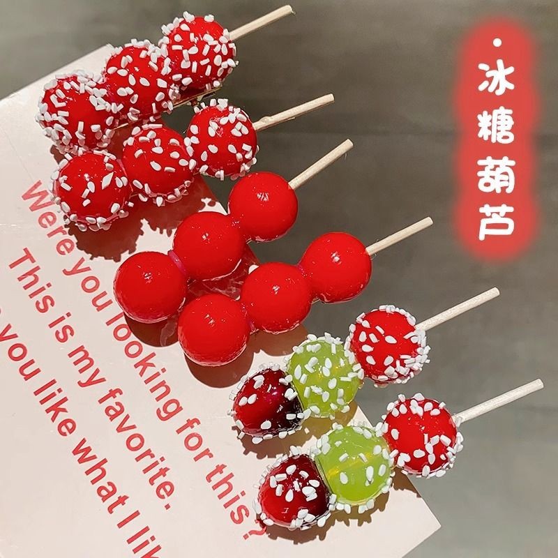 仿真糖葫芦发夹女可爱创意搞怪鸭嘴夹子头饰发卡侧边夹刘海碎发夹详情1