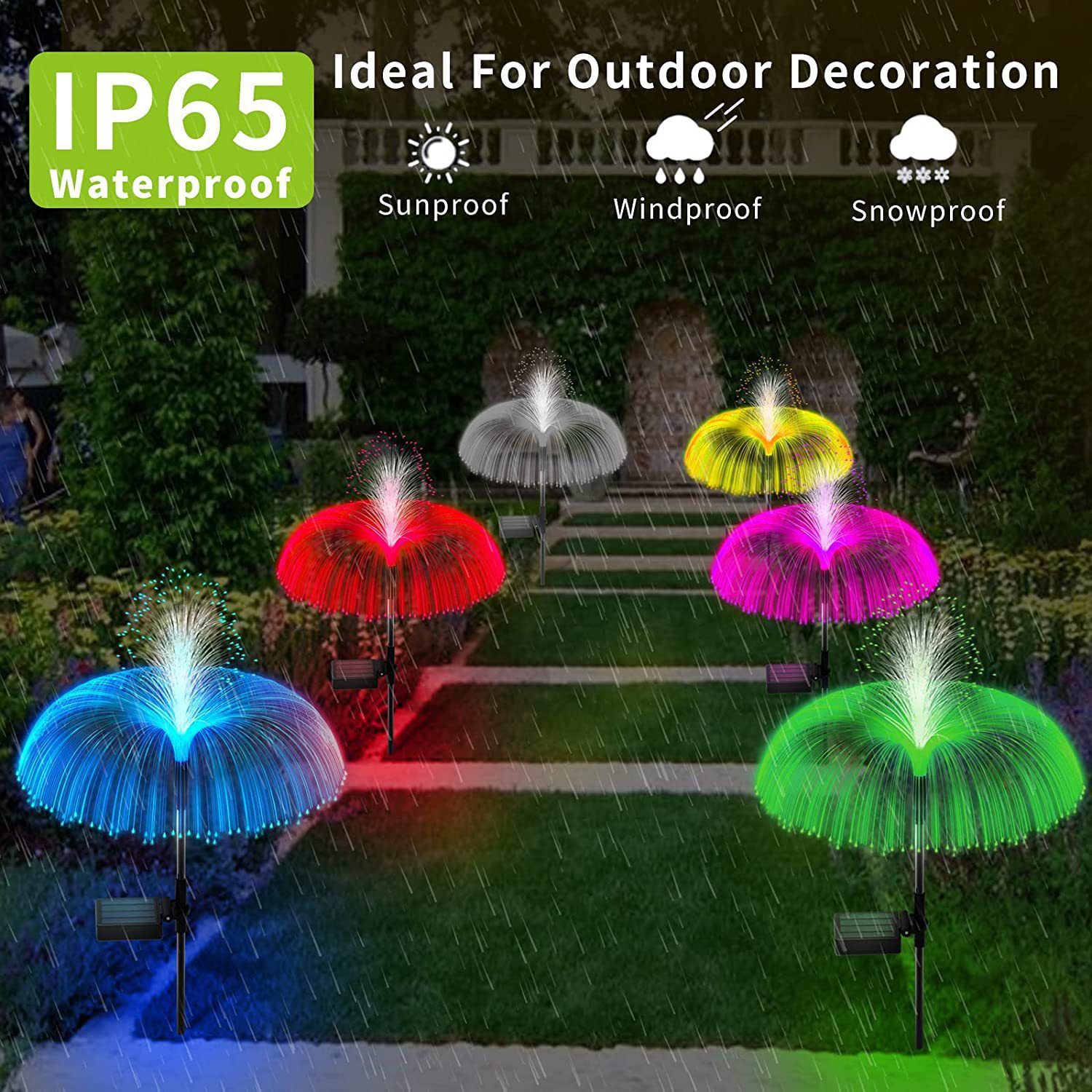 Amazon solar jellyfish light, outdoor waterproof garden light, garden lawn light, decorative landscape ground insert ambient light pic 14