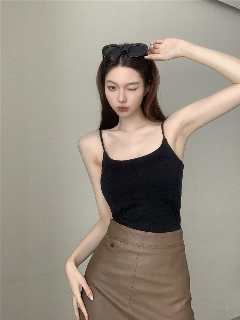 春夏无痕辣妹内搭纯欲美背吊带背心带胸垫外穿打底上衣裹胸抹胸女详情10