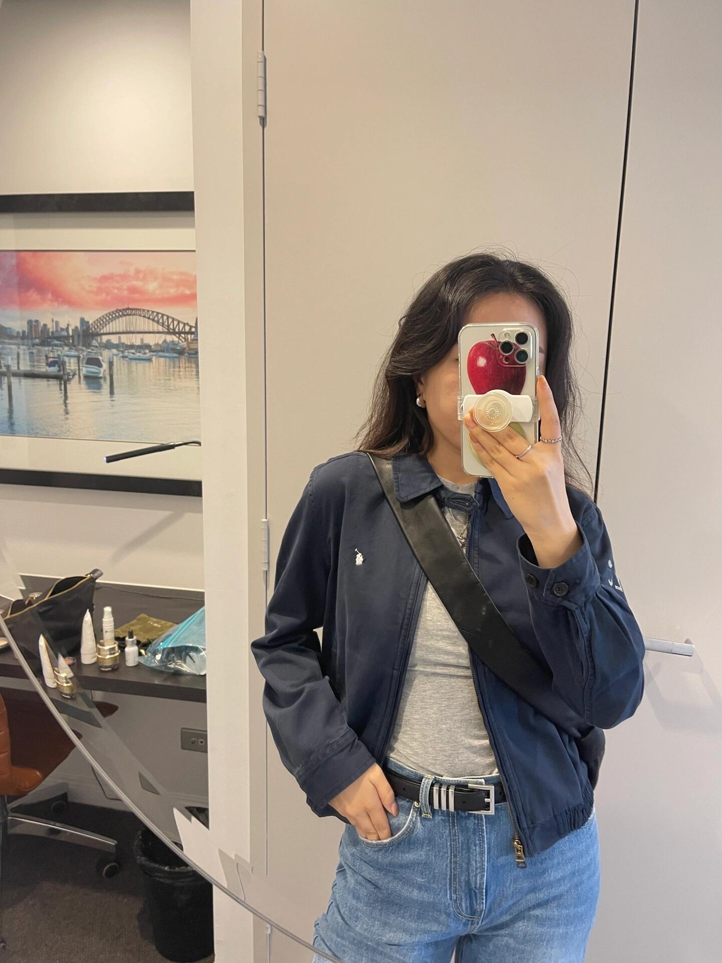 RL小马标刺绣拉夫女款外套夹克经典长袖上衣老钱风POLO领工装外套详情4