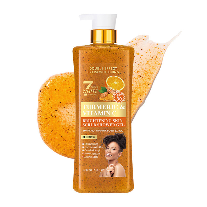 Foreign trade WWP Papaya Scrub Body Wash with Long-lasting Fragrance, Large Bottle Exfoliating Cross-border Turmeric Body Wash 1000ml pic 15