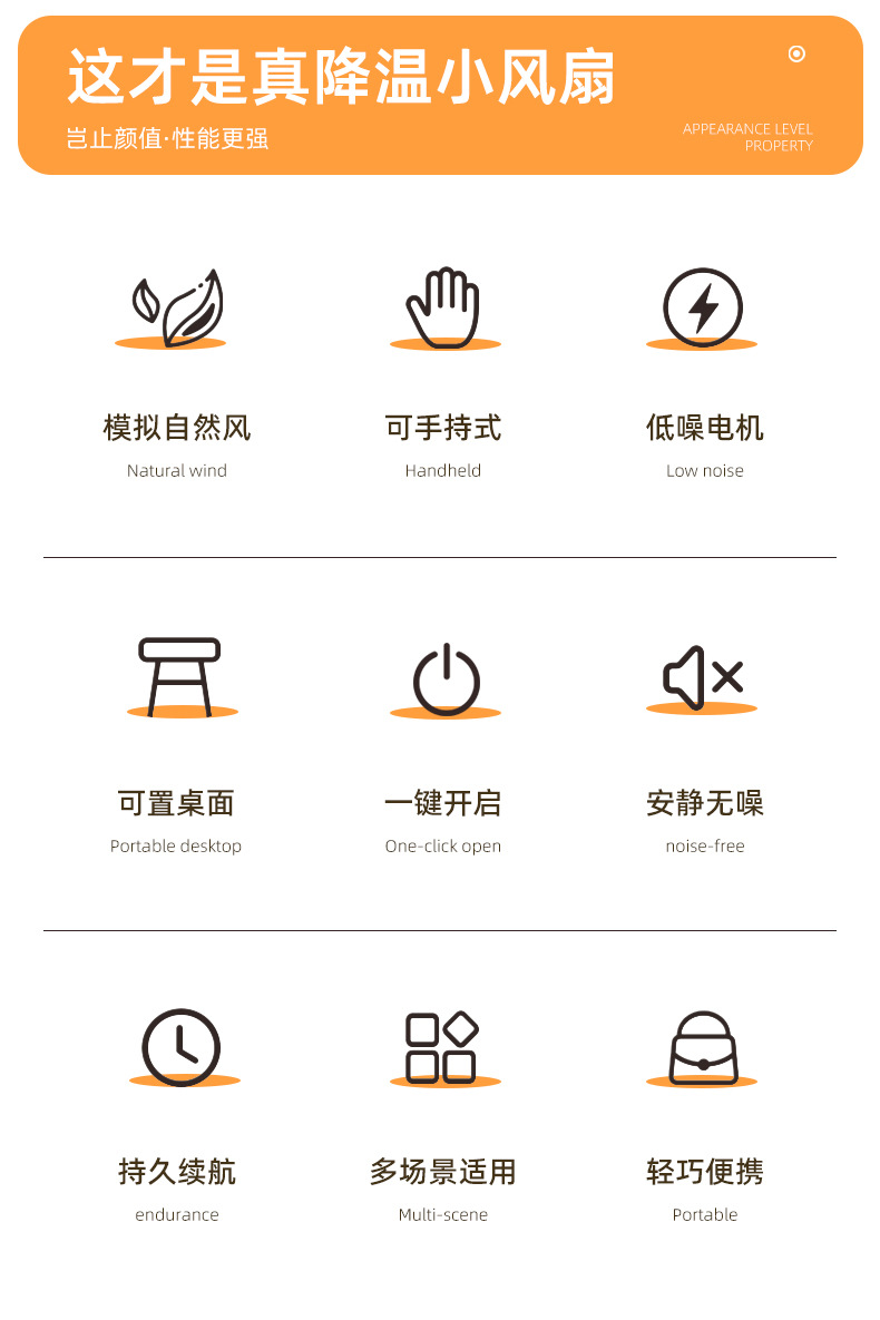 手持风扇迷你户外露营清新便携随身充电家用小风扇学生宿舍礼品详情2