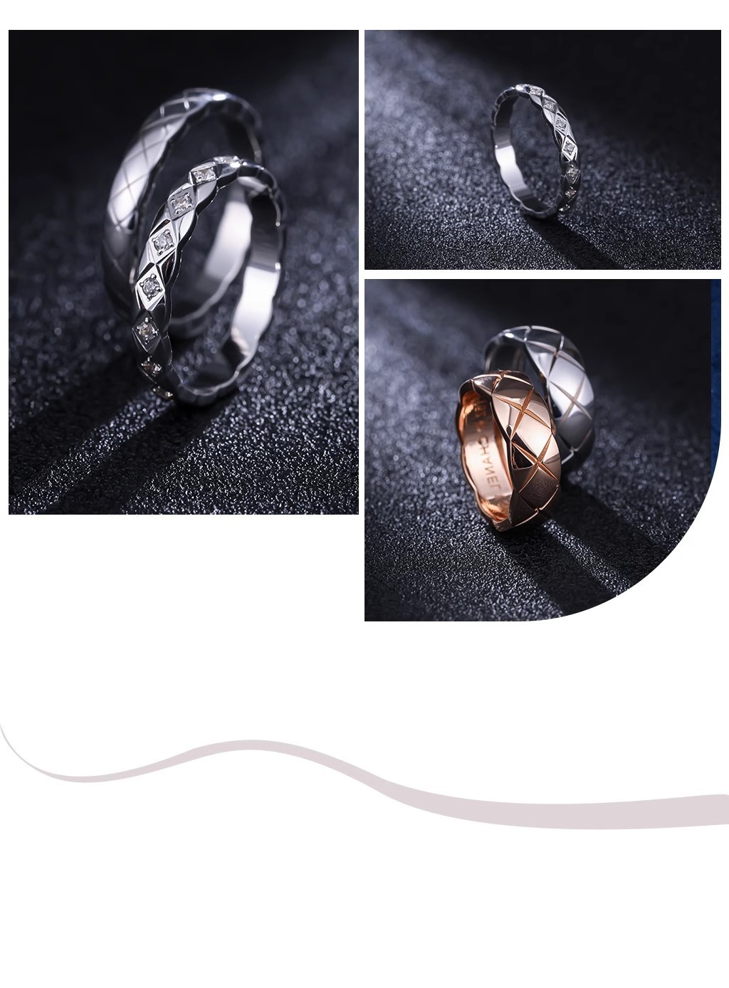 菱格满钻戒指女18K金钻石白金排钻戒时尚个性情侣对戒小众设计感详情8