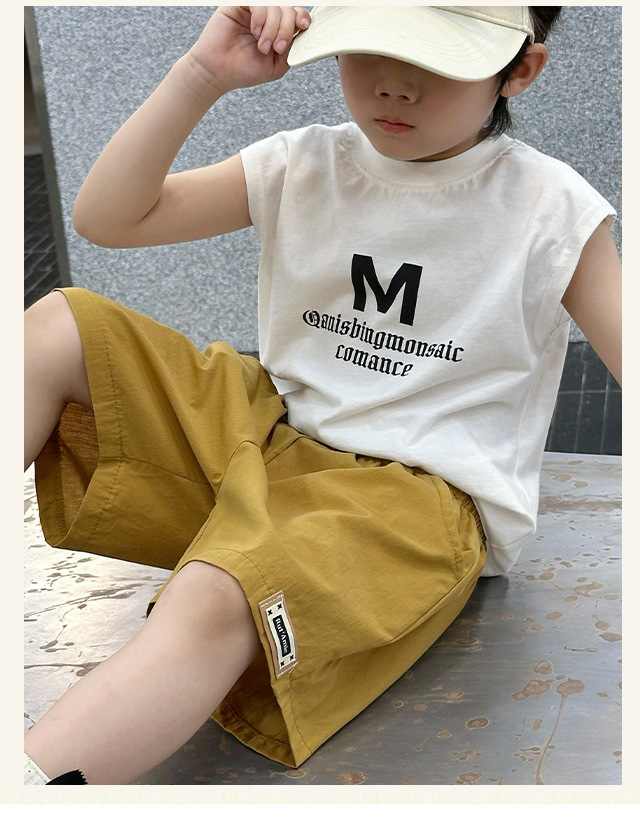 2024夏季简约薄款儿童短裤男童女童童装一件代发批发外贸纯棉短裤详情6