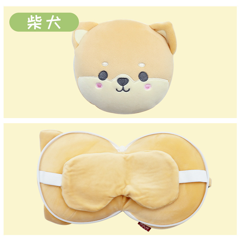 新款卡通多功能眼罩便携颈枕二合一午休毛绒可爱卡通睡眠详情7