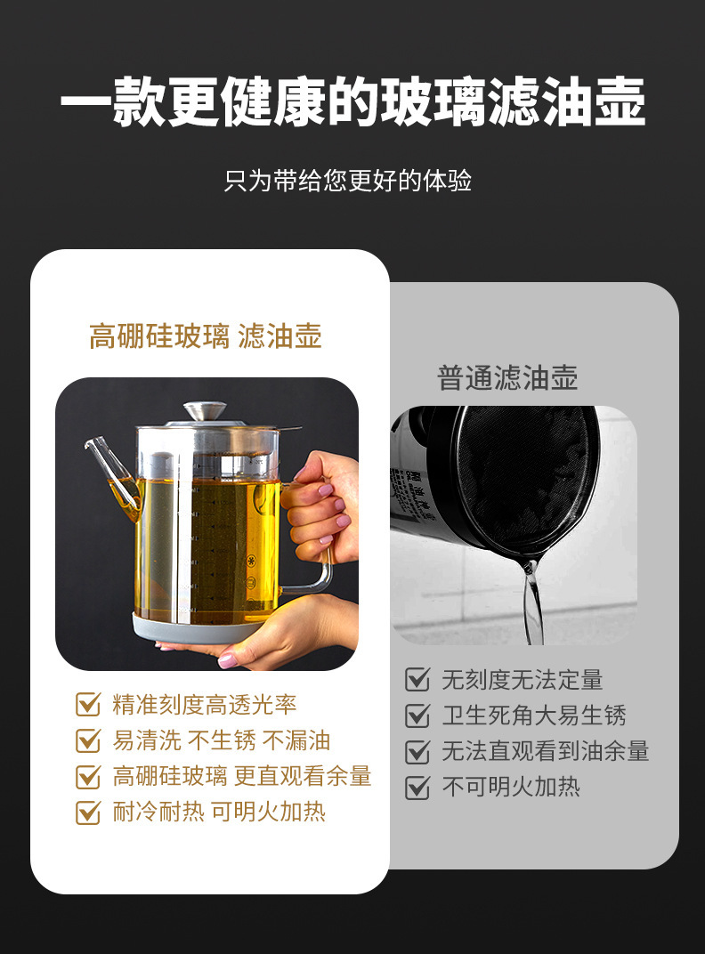 油壶防漏过滤油壶油渣壶油瓶家用厨房猪油罐漏油网壶玻璃滤油神器详情4
