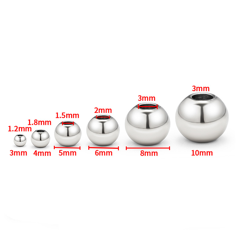 Stainless steel through-hole beads, straight hole beads, diy necklace and bracelet accessories, European and American personalized and fashionable round bead decoration pic 2