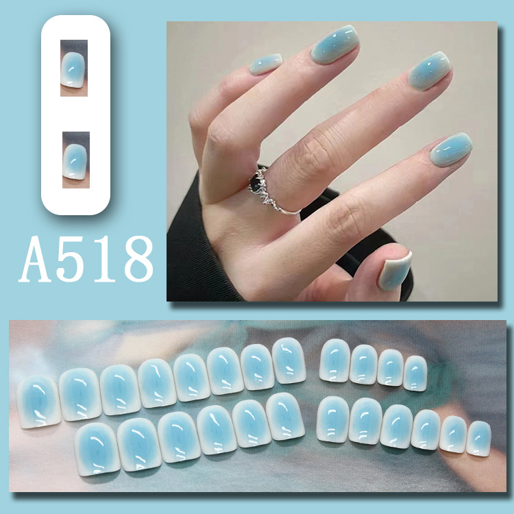 Wearable nail art pieces, artificial nail products, detachable, simple lemon ice transparent, popular online style Douyin nail art hair replacement pic 57