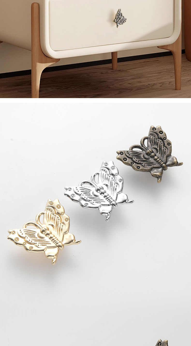 Modern light luxury zinc alloy butterfly, flying bee, leaf, starfish, elk living room, bedroom, bedside, drawer, cabinet door handle pic 30