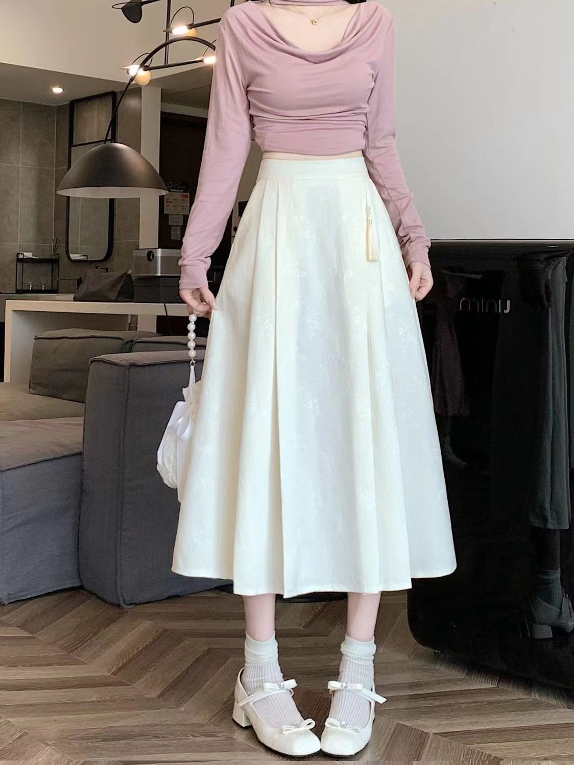 新中式国风粉色半身裙女装马面中裙夏2024新款气质a字百褶裙国潮详情7