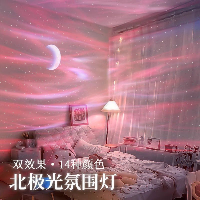 北极光星空投影灯激光满天星灯光小夜灯直播间蓝牙音响月亮氛围灯详情9