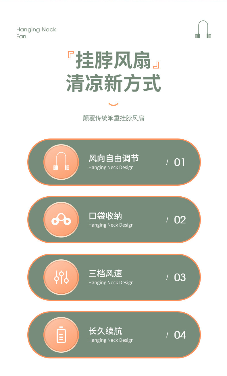 跨境挂脖风扇usb懒人静音户外小型便携式无叶折叠口袋迷你小风扇详情3