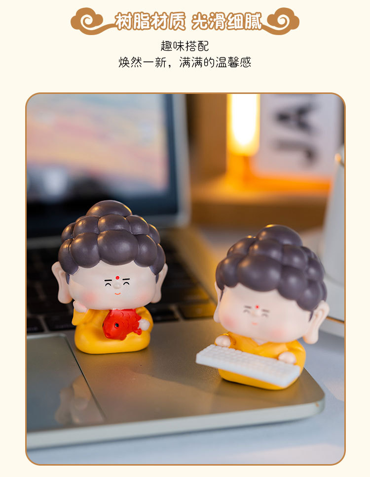 可爱卡通情绪稳定佛祖小摆件冰箱贴车载树脂工艺品客厅桌面装饰品详情8
