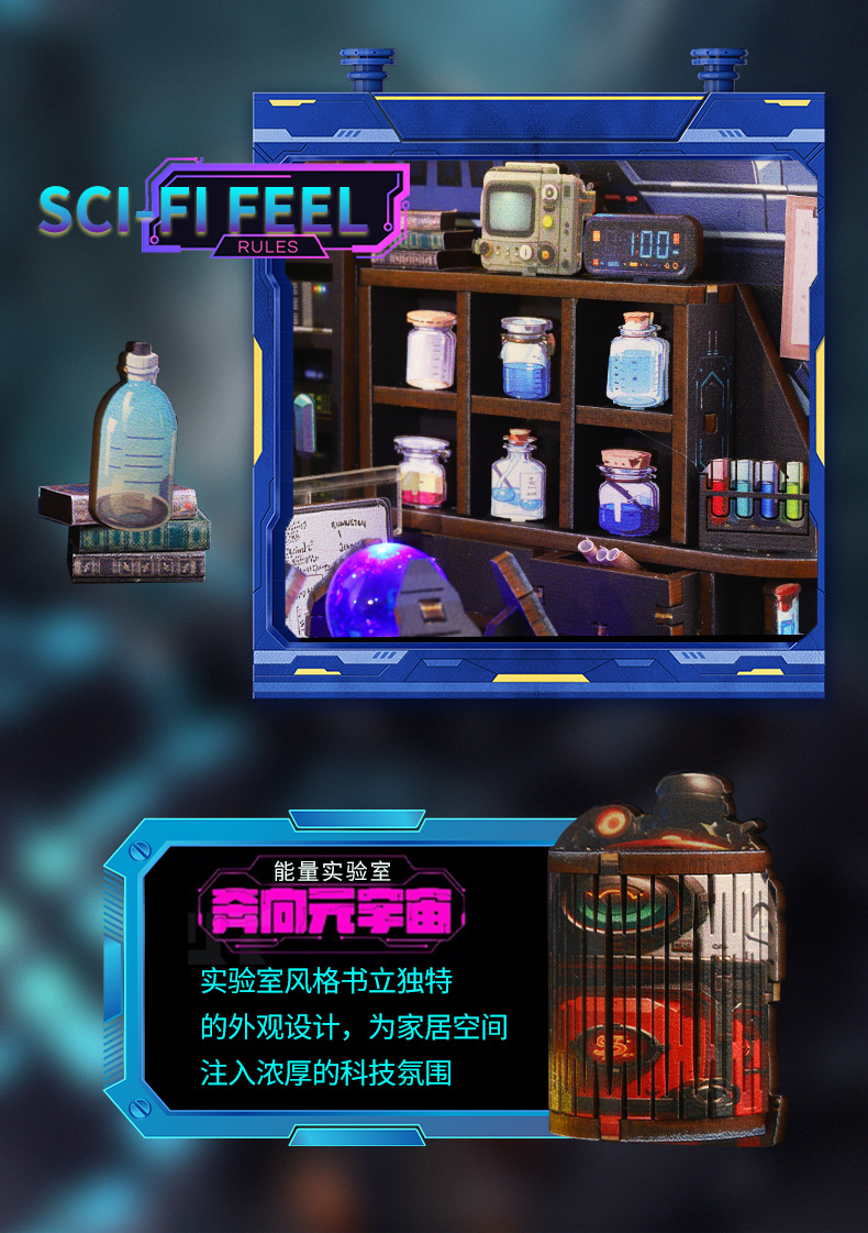 Jiate DIY Bookstand Energy Laboratory diy Bookstand Assembly Bookstand diy House 3D Bookstand Handcrafted model pic 10