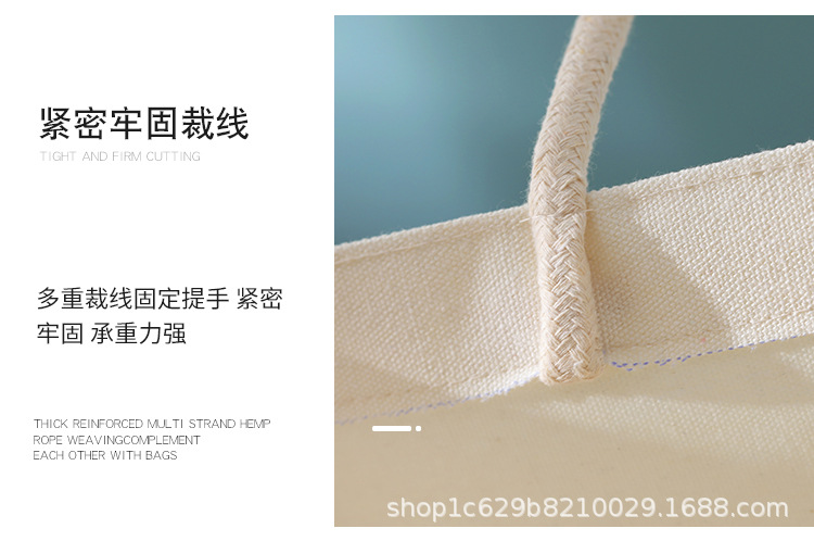 Wholesale of laminated canvas bags in stock, eco-friendly hand-held canvas bags, single-shoulder hand-painted canvas bags with logo printing, cotton and linen bags pic 13