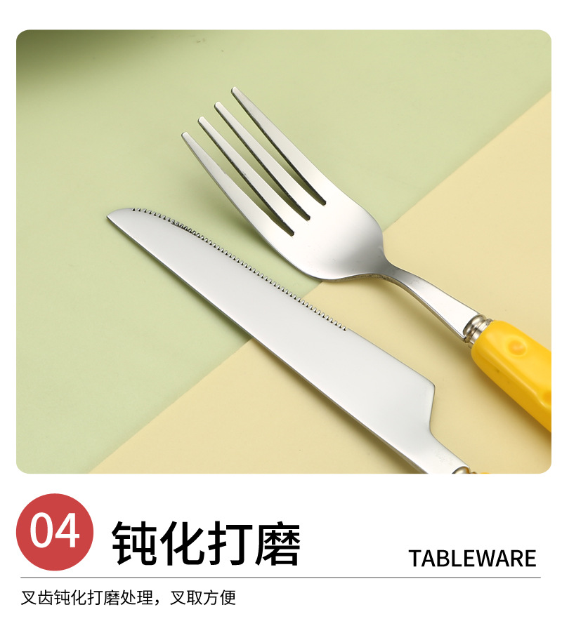 Stainless steel cheese tableware set, knife, fork, spoon, dessert spoon, light luxury ceramic handle, new style, cute girl, high appearance level pic 13