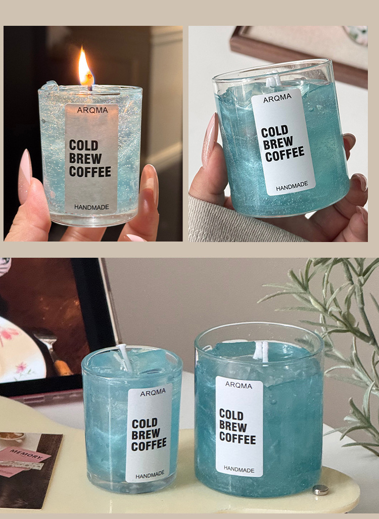 Three different colors of scented candles: red gradient blue AROMA COLD BREW COFFEE MANOMICE Coconut Scented car silicone candle mold pic 2