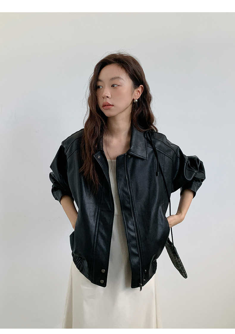 THE MIND高级感PU皮衣夹克2025秋新款韩版时尚小个子外套女A9079详情31