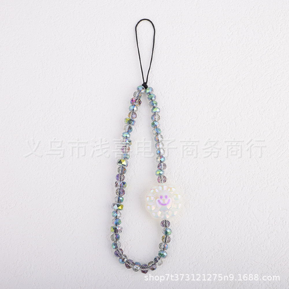 Hepburn style butterfly crystal mobile phone chain short lanyard, ins colorful round bead lanyard, ccd camera wrist pendant decoration pic 7