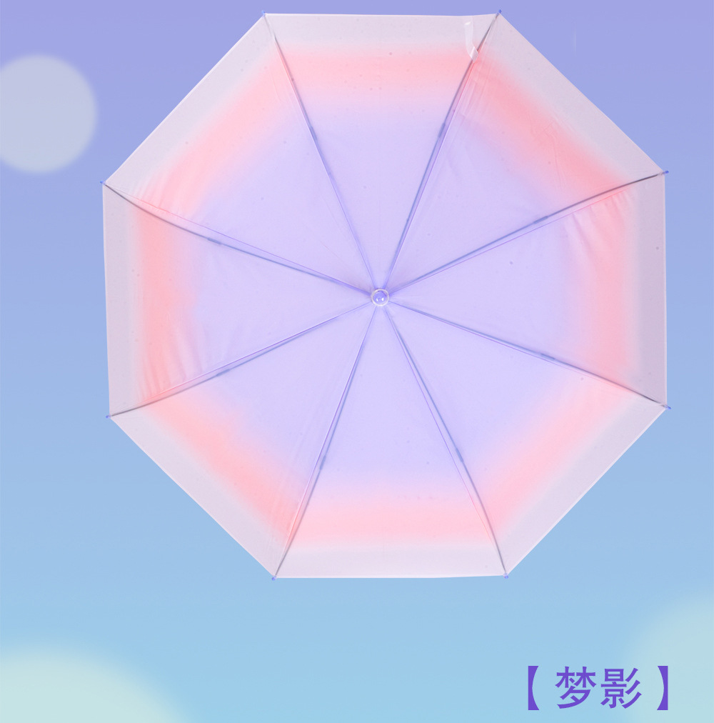 【日韩】星宝RST渐变透明伞PVC磨砂塑料雨伞成人可用长柄伞清新详情13