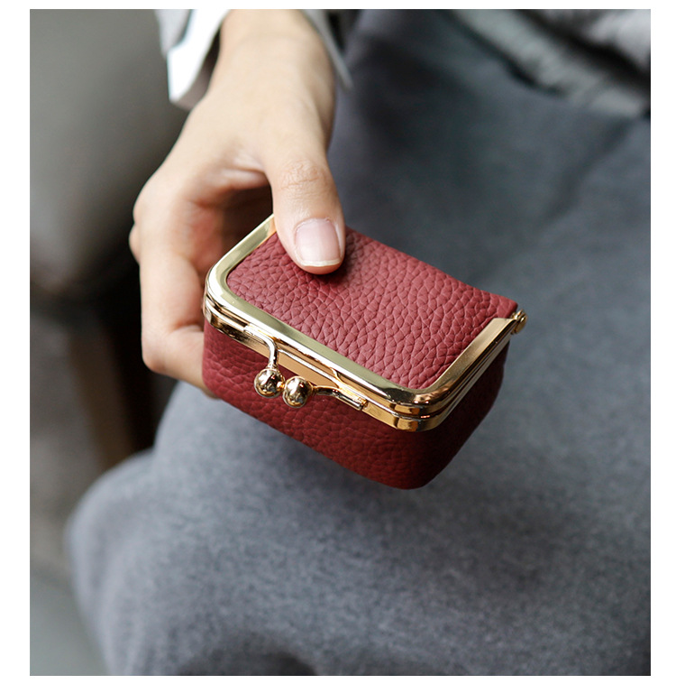 New genuine leather compact gold bag, earphone case, mini ring, necklace, earrings, jewelry bag, coin purse pic 12