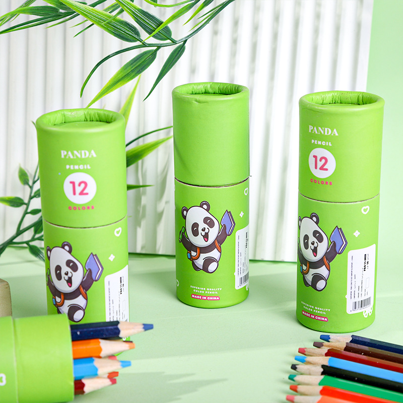 卡通高端油性12色彩色铅笔2.8铅芯桶装绘画彩色铅笔美术绘画用品详情2