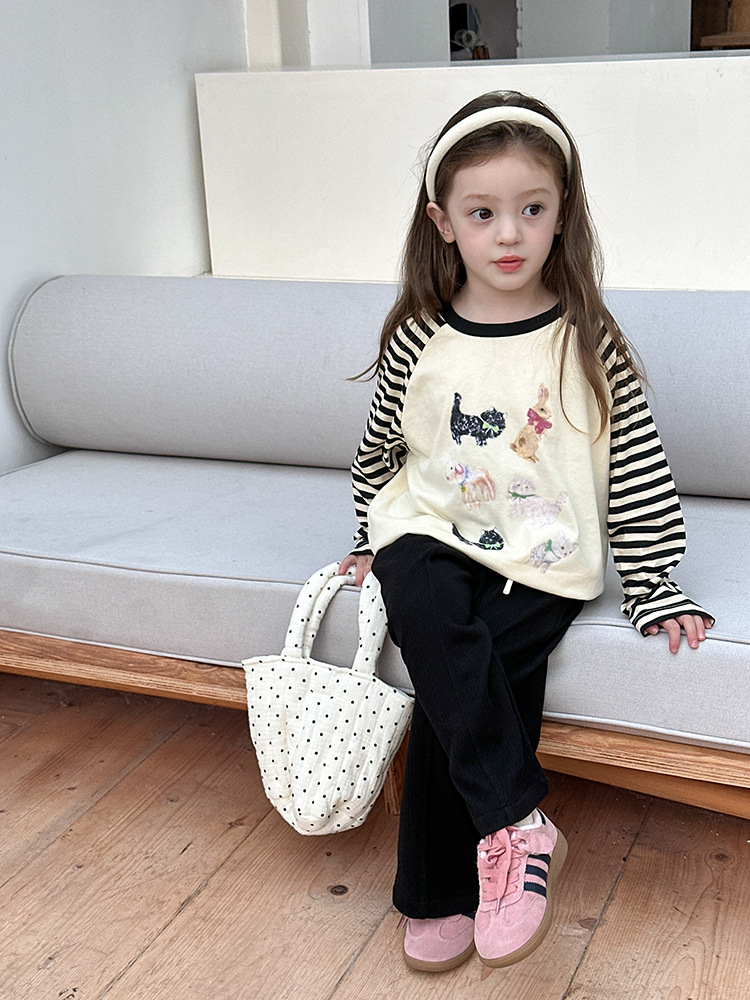 2024秋季新款儿童秋装长袖T恤上衣女童宝宝230克卡通插肩打底衫潮详情18