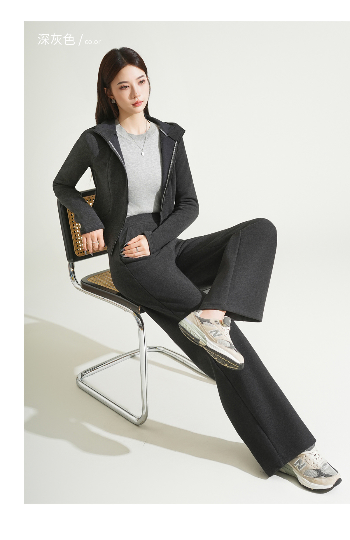 Cashmere and silk sports sweatshirt set for women, winter thickened with fleece and hooded casual set for women, windproof and warm for autumn and winter pic 31