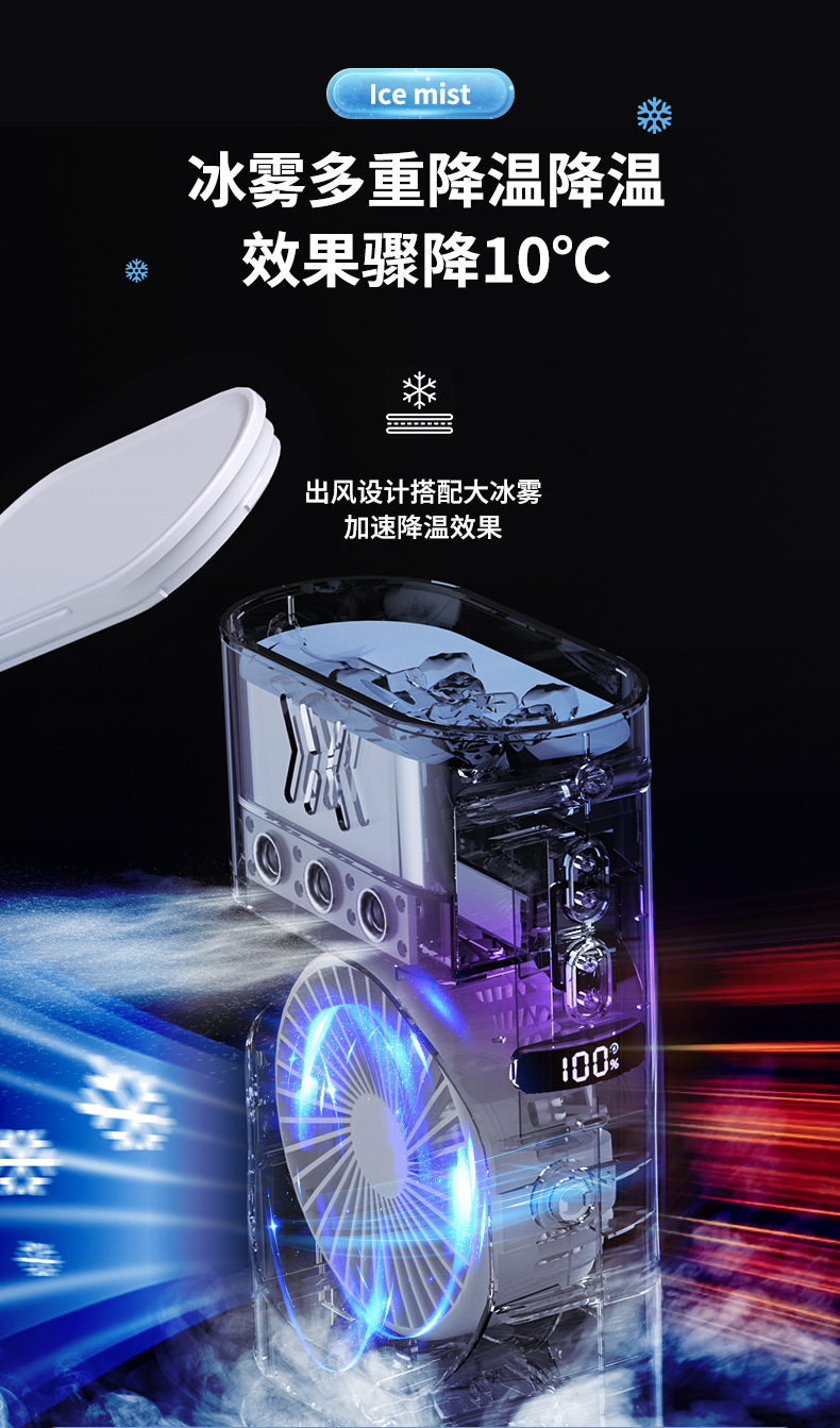 跨境新款家用三孔冷风机喷雾风扇便携桌面加湿喷雾USB迷你冷风扇详情6
