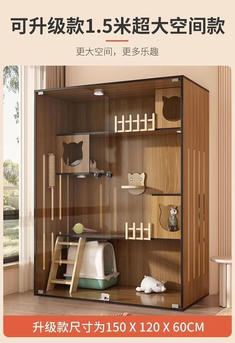 Cat villa, household cat cage, indoor cat house, cat shed, cat bed, cat cabinet, luxury cat house, cat bed, wooden cage pic 13
