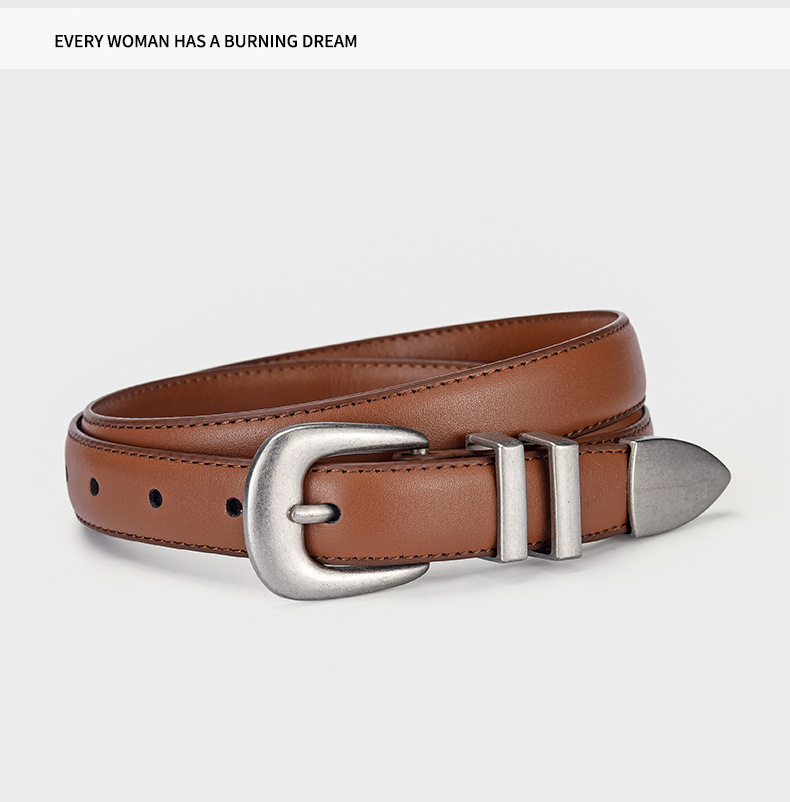 Cuero genuino mujer moda cinturón para mujer versión coreana versátiles jeans capa de cabeza cuero de vaca aguja hebilla cinturón stock al por mayor pic 31