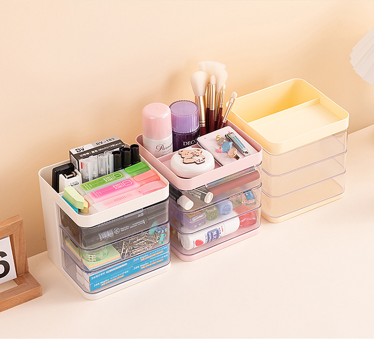 跨境首饰旋转收纳盒发饰桌面大容量饰品整理多层防尘化妆刷收纳筒详情11