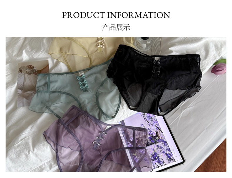 Best-selling pure and high-end French girl sexy low-waisted seamless pure cotton lace underpants, seductive lace triangle pants pic 9