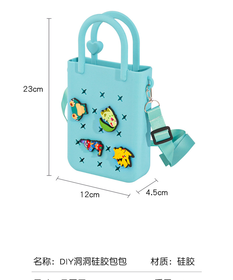 DIY silicone hole bag, beach bag, mobile phone storage, fashionable single-shoulder crossbody, hand-carry, with oil spray design pic 6